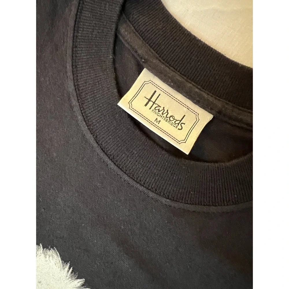 HARROD'S Black Shirt Knightsbridge Westie Terrier Dog Puppy Vintage 90s Size M - Picture 3 of 7